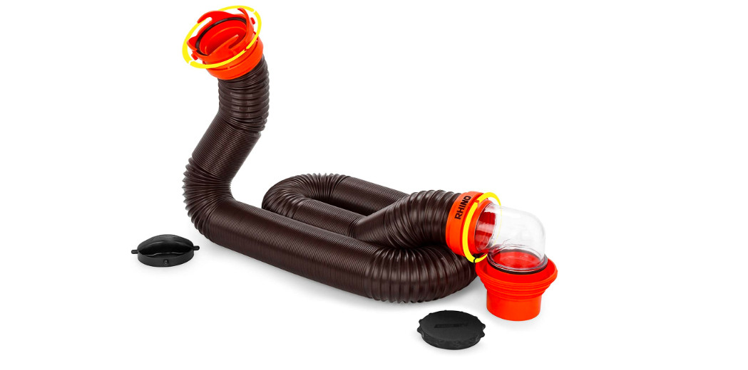 RV Dump Station Sewer Hose Fitting Storage Caps Swivel Extension Camper 15 Feet