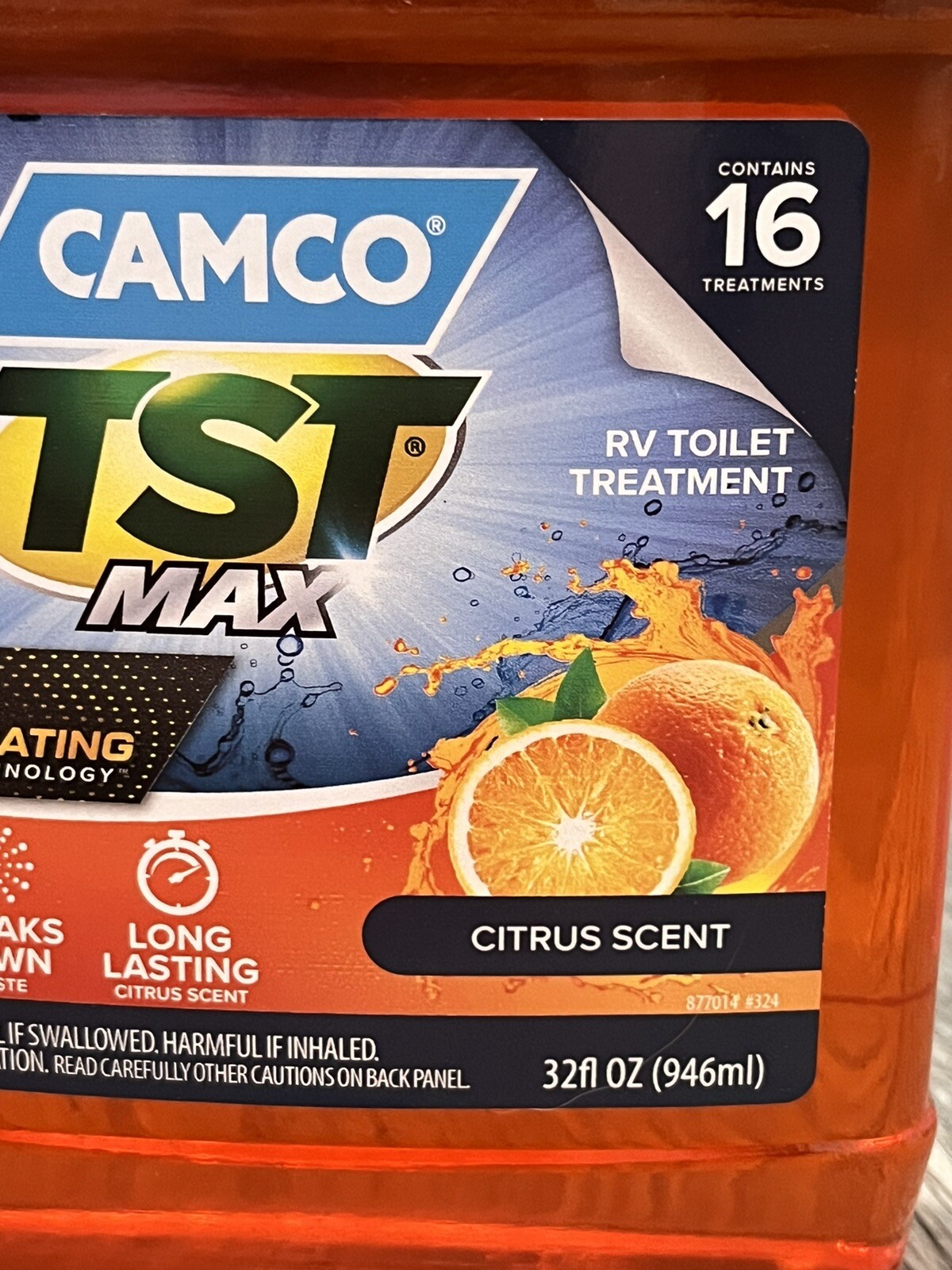 Camco TST Max RV Toilet Septic Treatment, Septic Safe Formula, Citrus Scent 32Oz