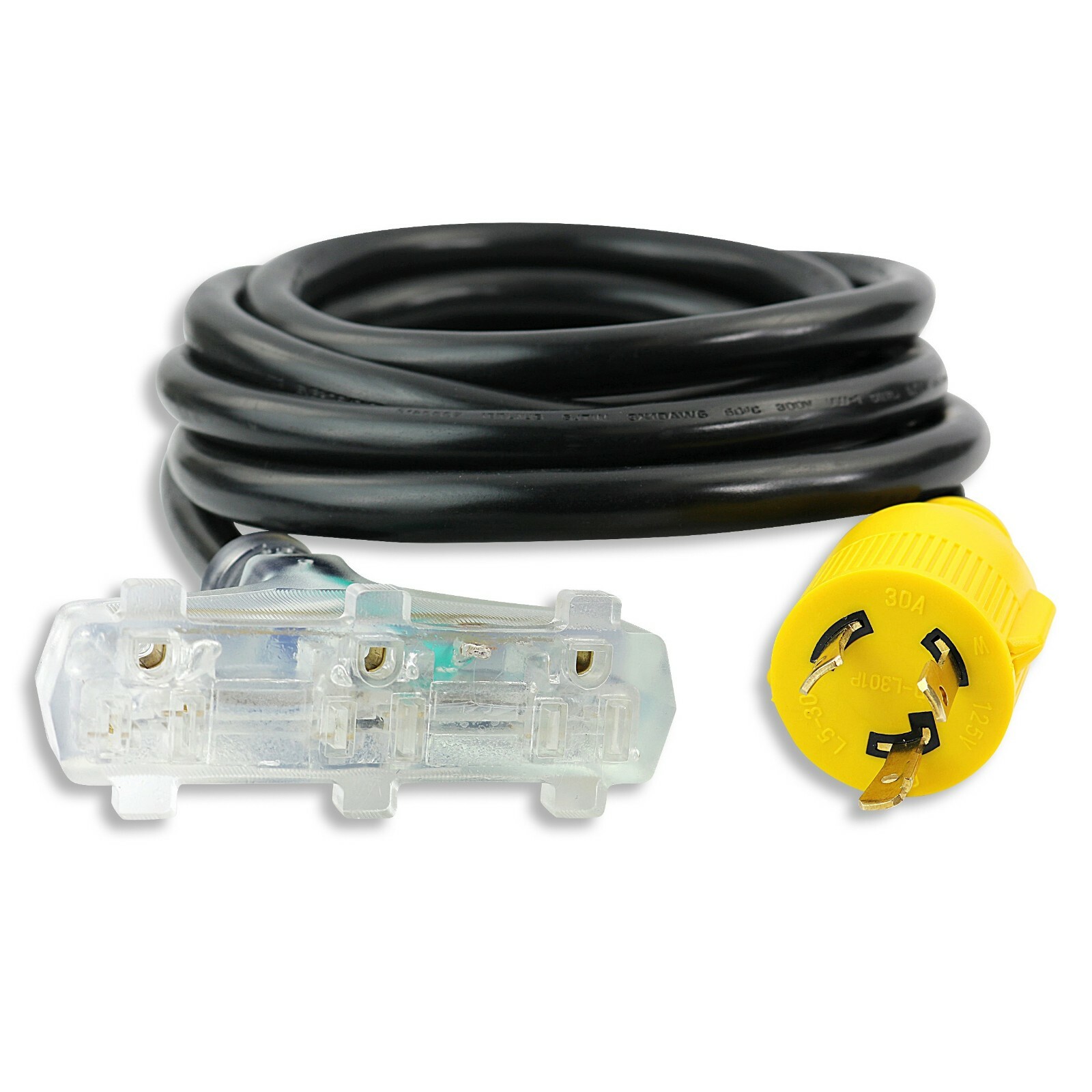 Generator Adapter Cord 10’ 3 Prong Power Cable 10/4 Tri 15 Amp Adapter Plug