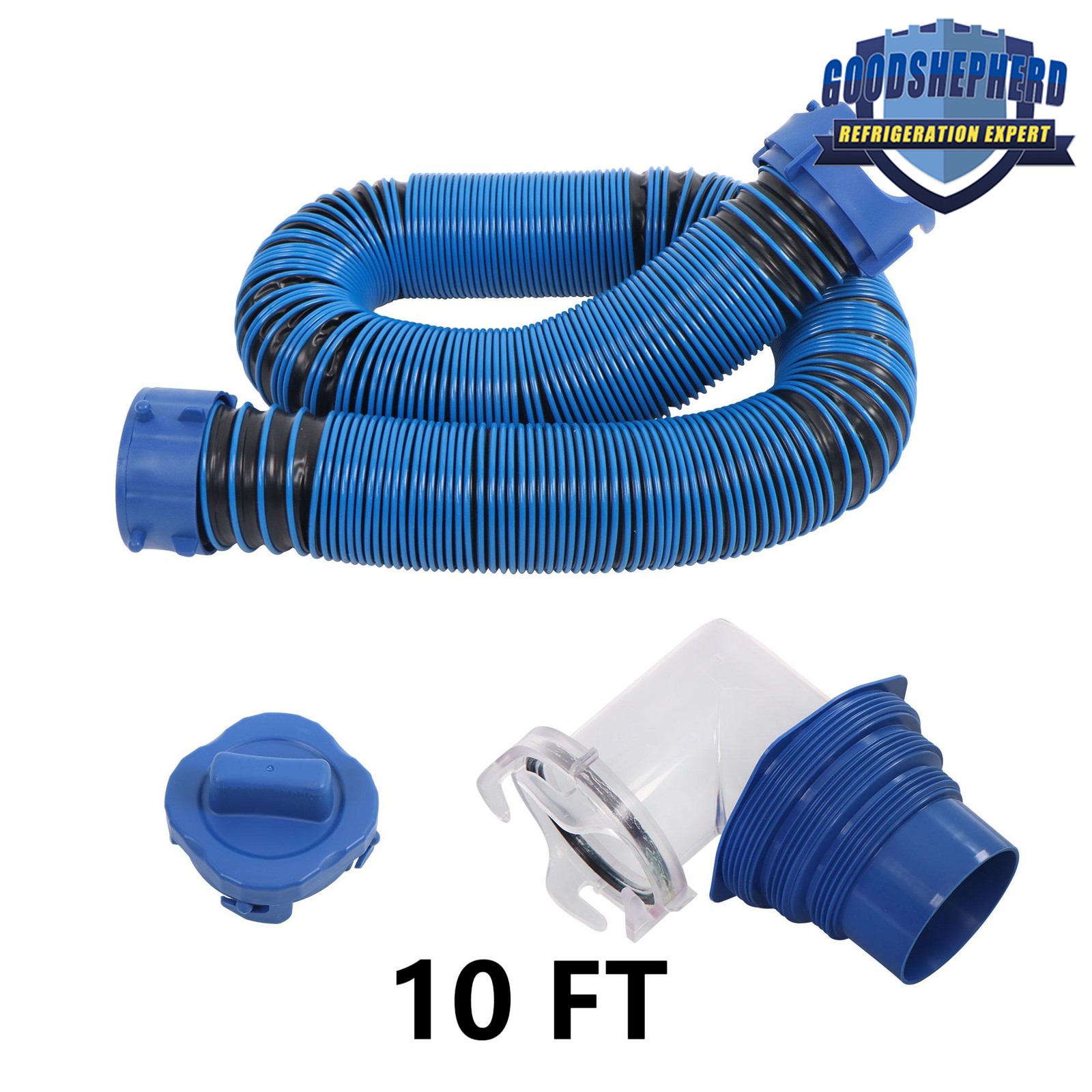 Camper/RV Sewer Hose Kit & 4-in-1 Adapter & Clear Elbow & Storage 10/15/20 FT
