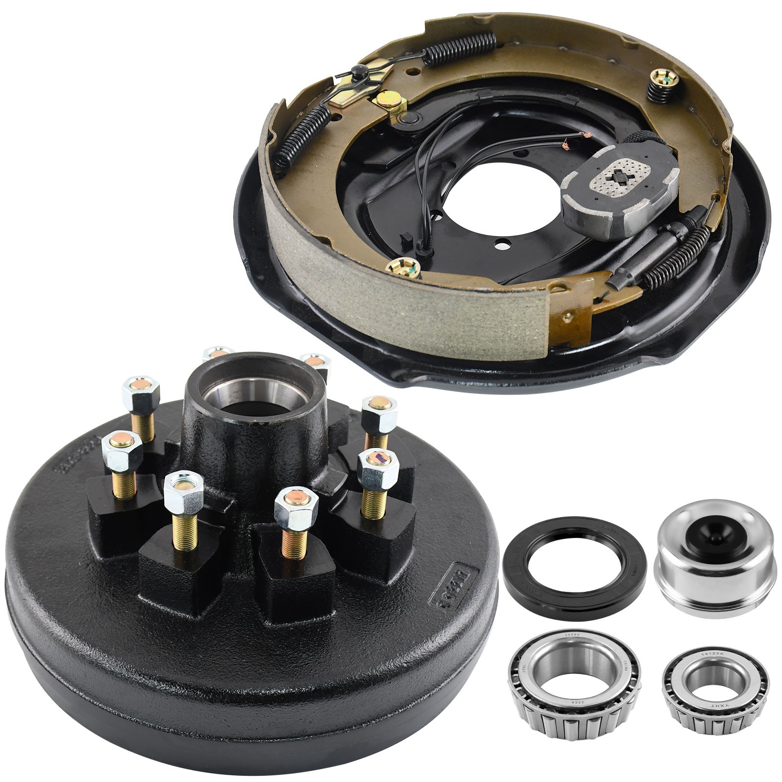 8Lug 8 on 6.5 Trailer Hub Drum Kit w/12×2″ Electric Brakes for 7000 Trailer Axle