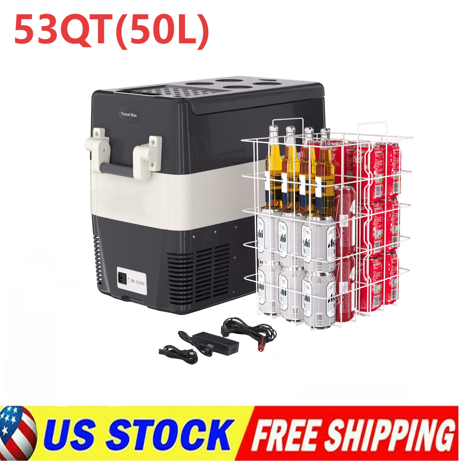 ⭐12 Volt Car Refrigerator 50 LElectric Cooler Portable Freezer Fridge 0℉~50℉