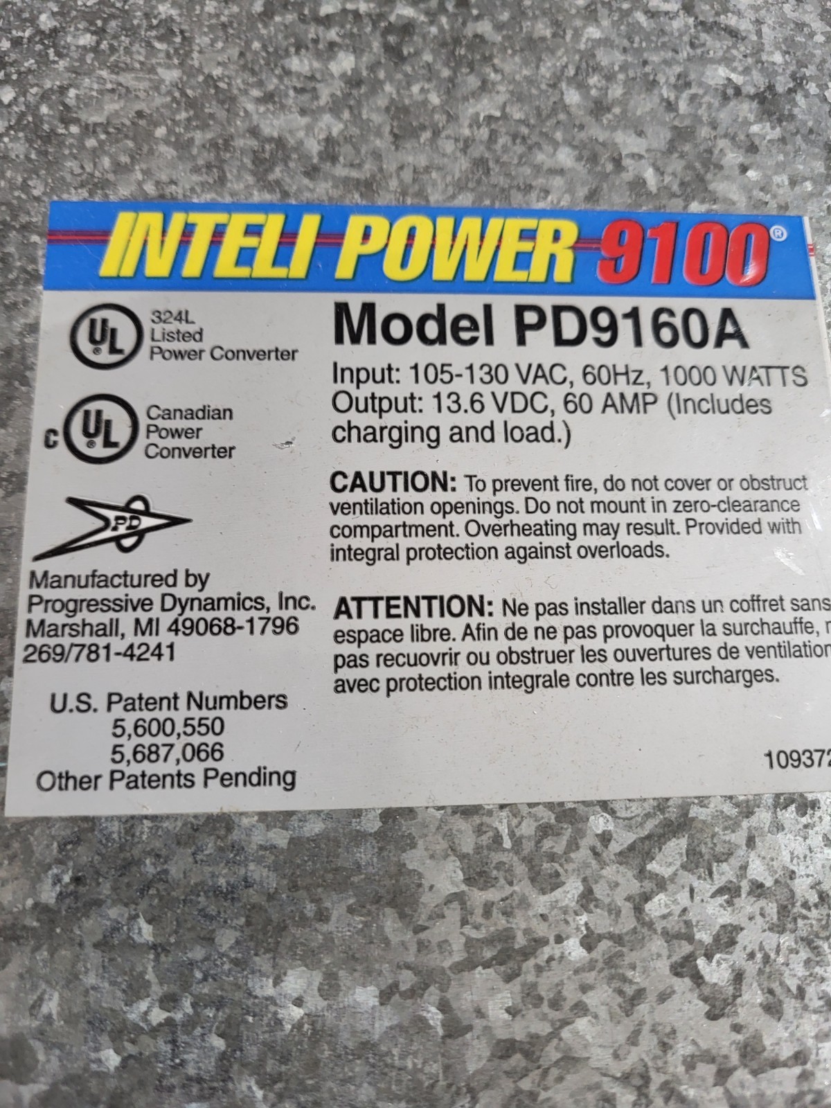 MINT! Progressive Industries PD9160AV RV Converter N Battery Charger 12V 60 Amps