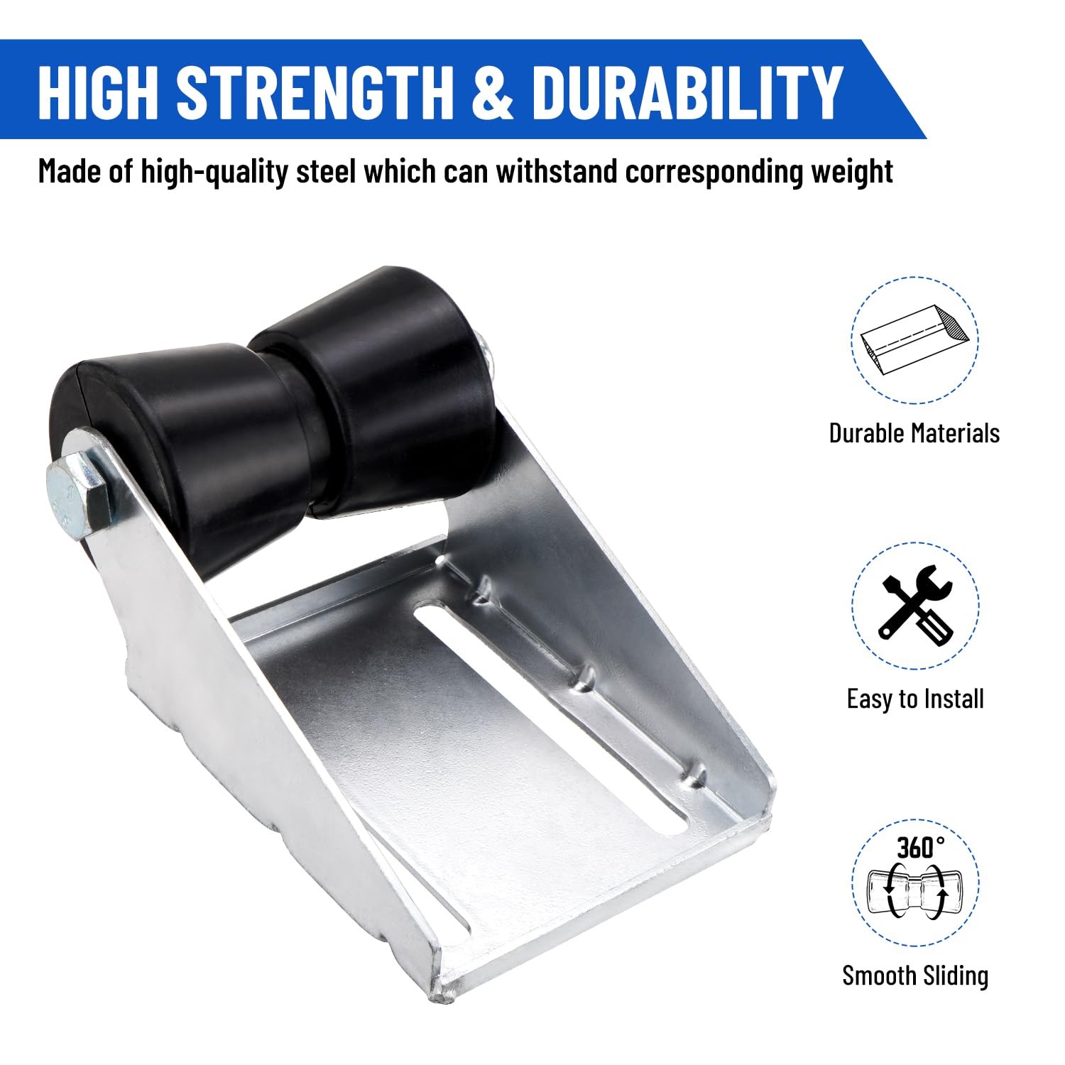 5″ Trailer Rollers with Brackets Keel Roller Assembly Kit for Boat Replacement