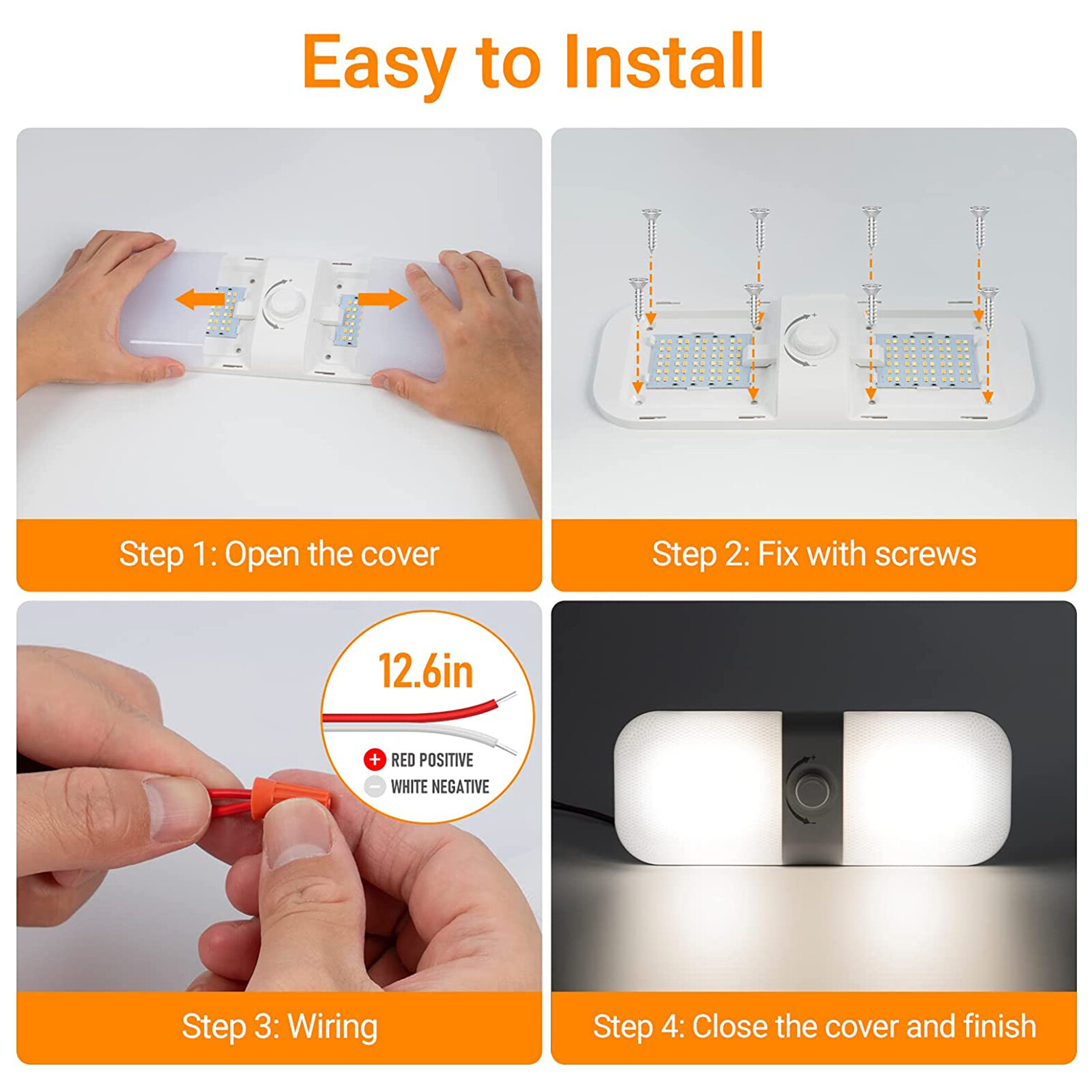 Interior Ceiling Light Dimmable Warm Cool Natural White 12 -24V 120Led RV Camper