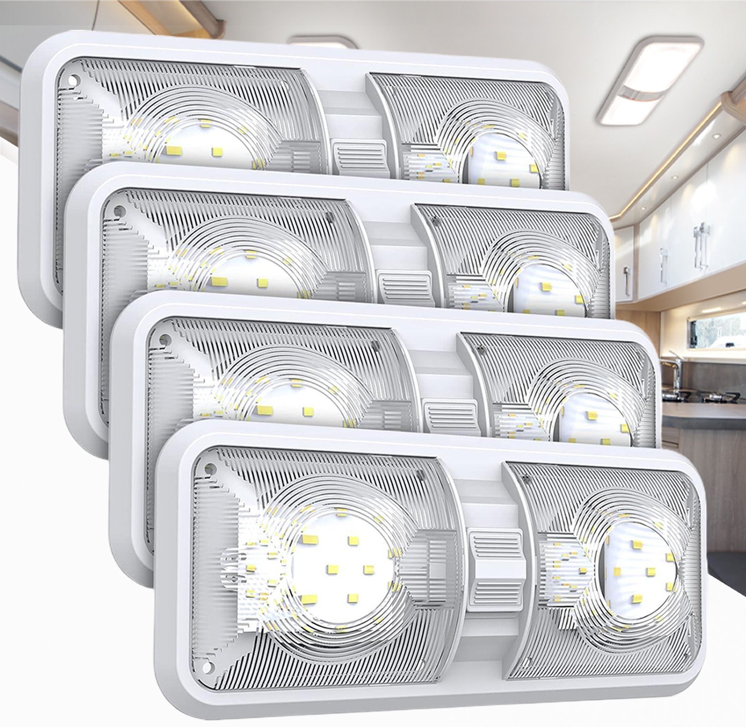 4PCS 12V Led RV Ceiling Dome Light RV Interior Lighting for Trailer Camper Boat