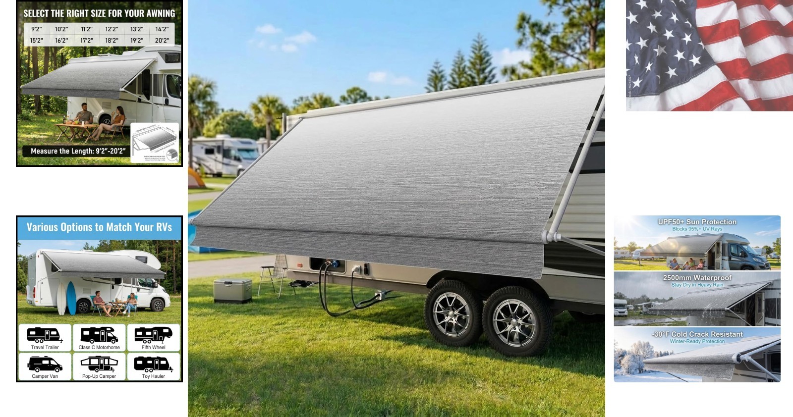 RV Awning Fabric Replacement 15’14’2″ Fabric 19.5oz Heavy-Duty Camper Awning …