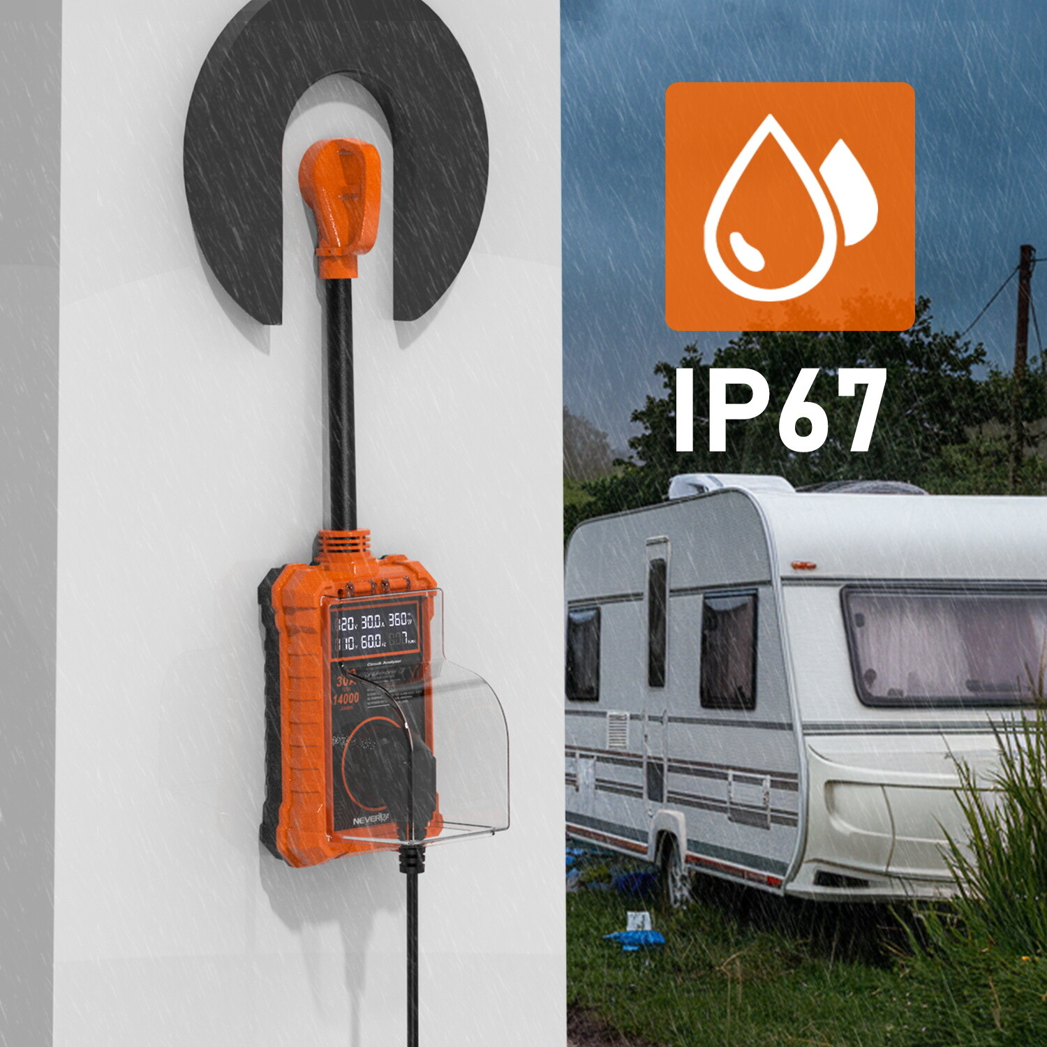RV Surge Protector 30 Amp Waterproof 3750W 125V 14000J Protection for RV Camper