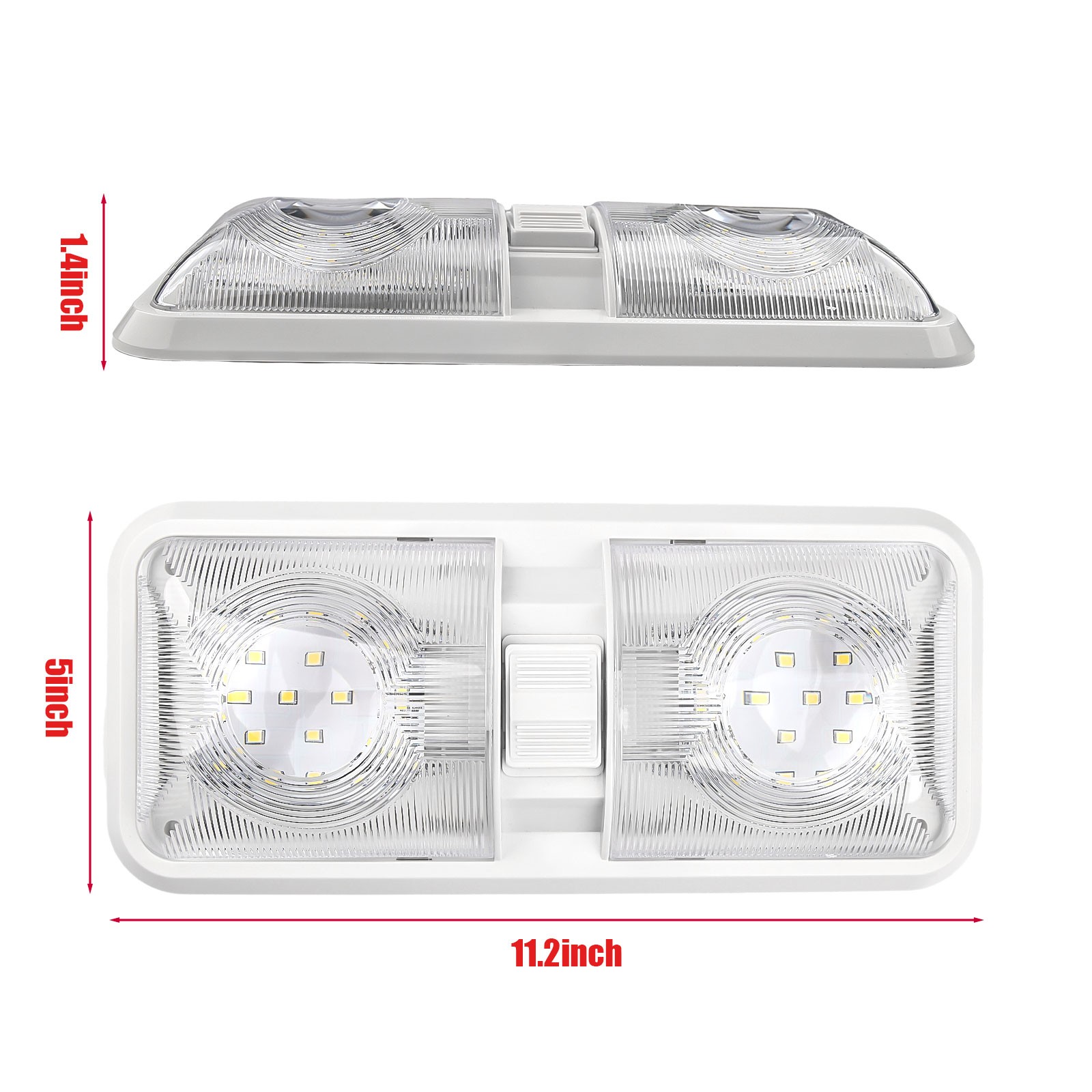 5PACKS RV LED 12V Ceiling Fixture Double Dome Light for Camper Trailer RV Marine