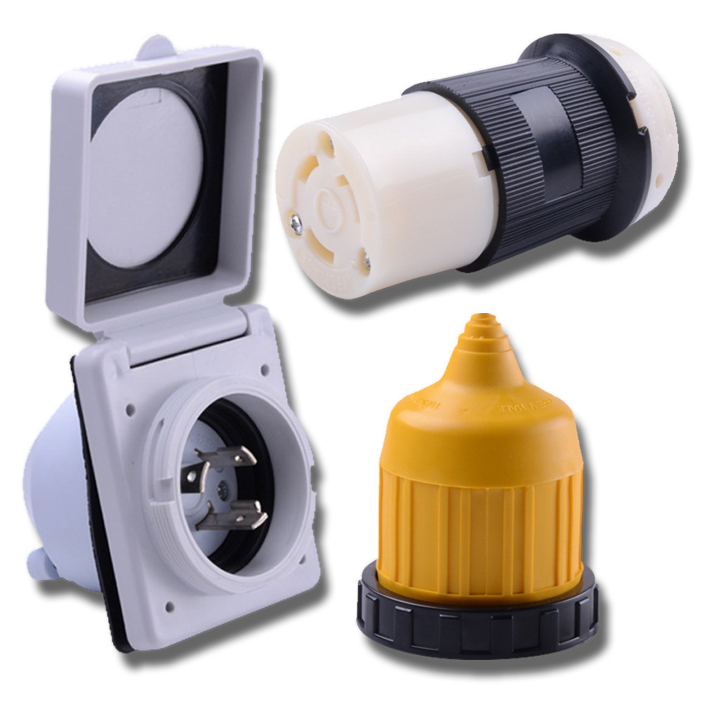 RV Power Twist Lock Plug Inlet 30amp 125V Female Locking Connector with Cover W