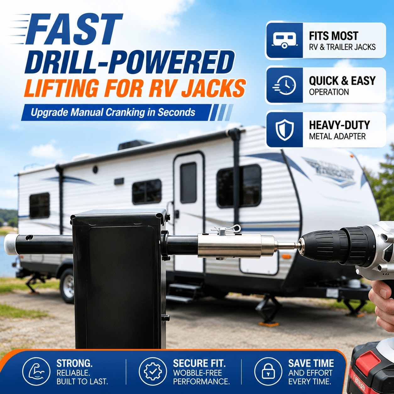 High Quality Trailer Jack Electric Drill Adapter with 1/2Inch Socket Adapter Bit