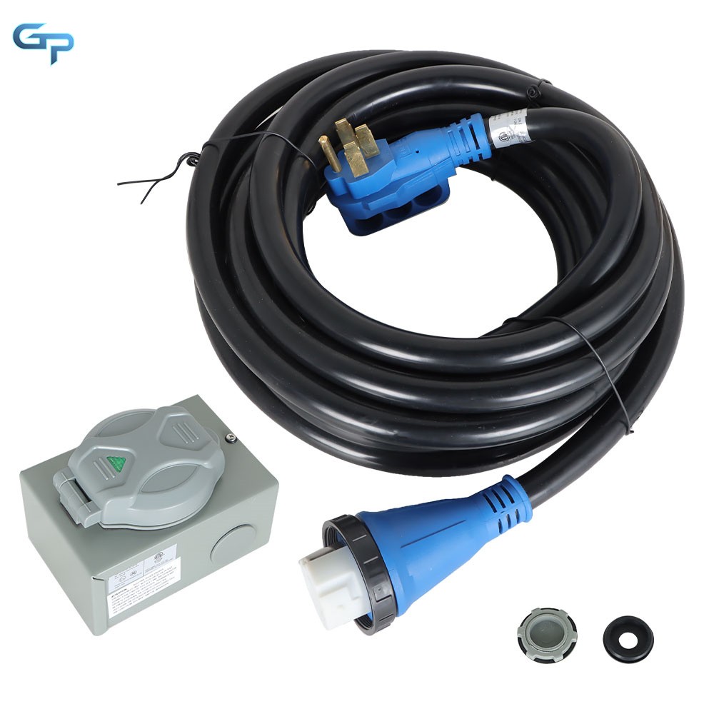 50 Amp Generator Cord and Power Inlet Box 30 FT 125V / 250V