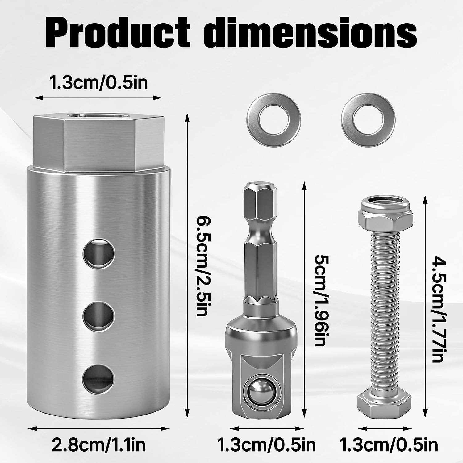 Trailer Jack Drill Adapter Kit, Fits 1-Inch Jack Drive Shafts, 2-in-1 Design for