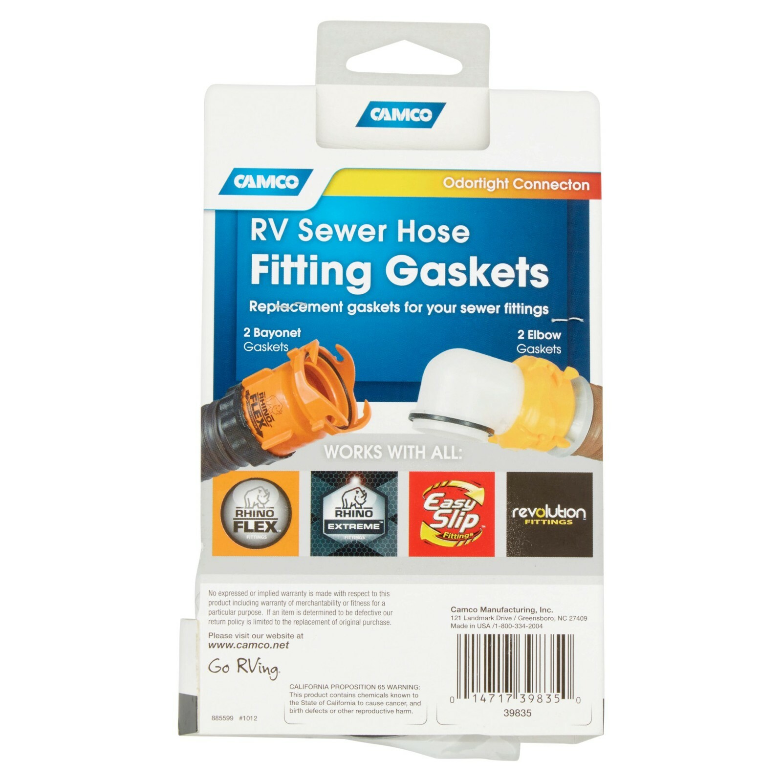 Camco RV Sewer Hose Fitting Sanitation Gaskets, 39835, 2 Count