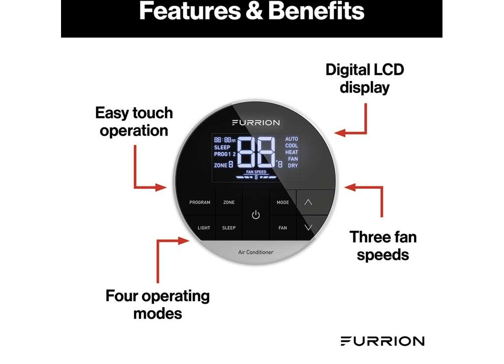 Lippert 2024042659 Furrion Enhanced Single Zone Backlit LED Wall Thermostat R32