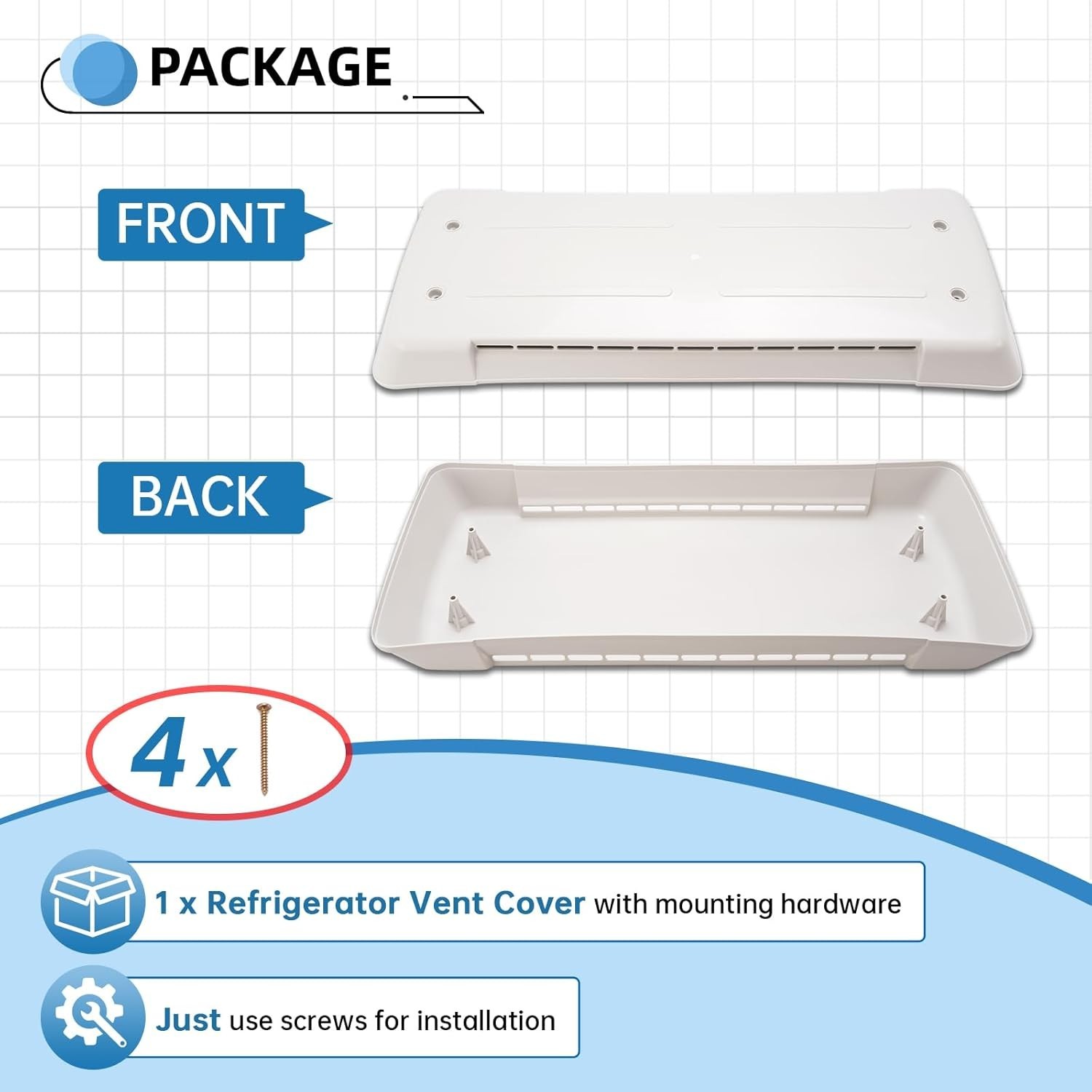 RV Roof Refrigerator Vent Cover White Lid Cap Replacement for Dometic Vent 65528