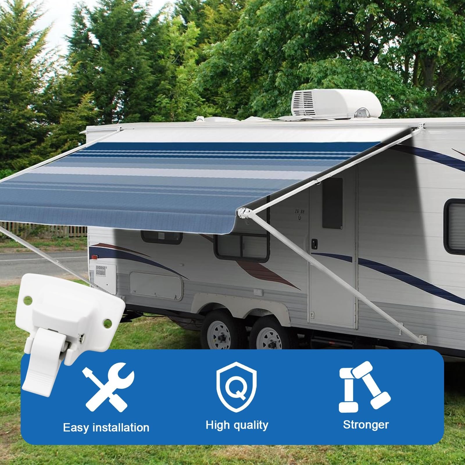 2pcs Wall Mount Bracket Kit for RV Camper Awning, Fits 3.5″ x 2″ Base, Easy Inst