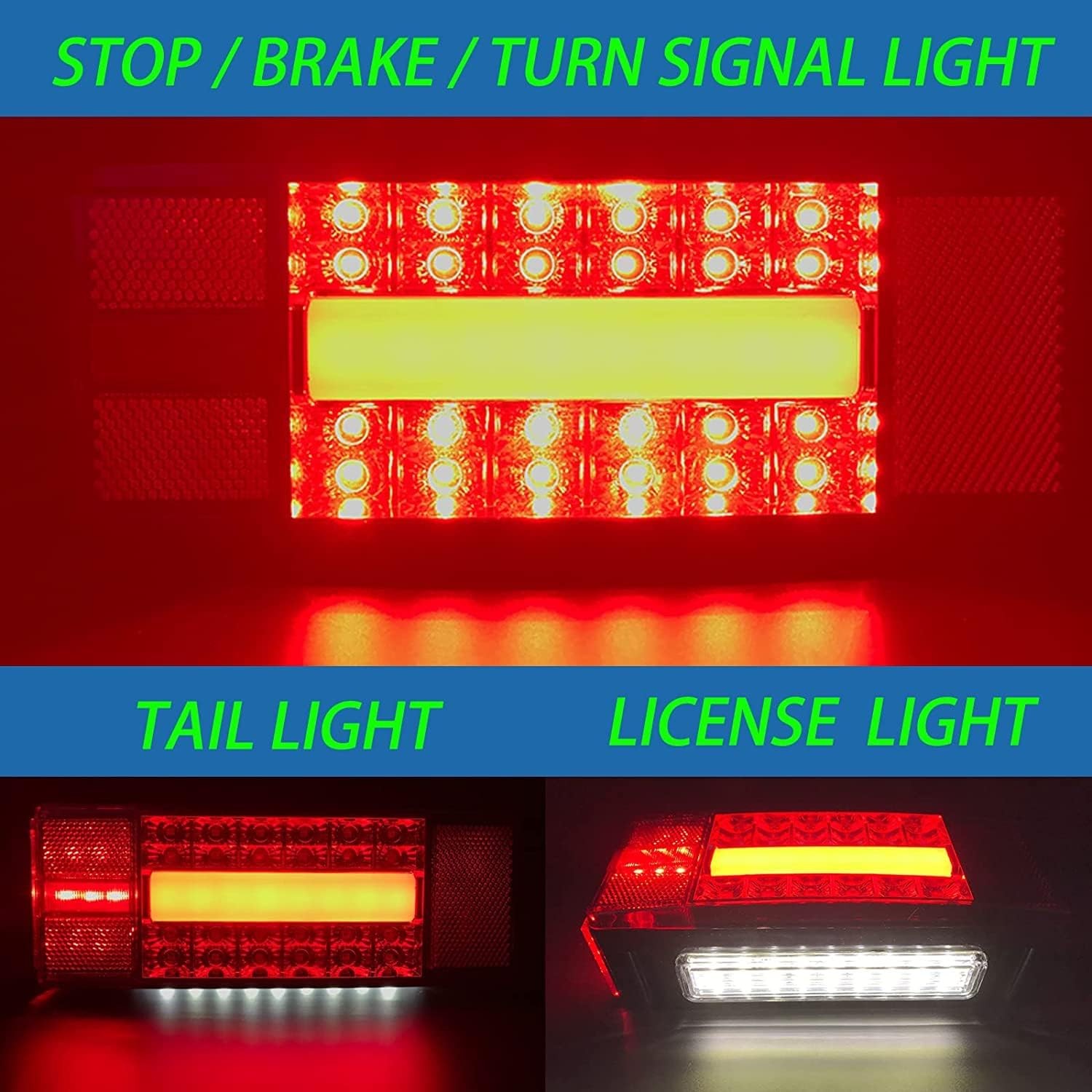 Boat Trailer Lights Low Profile Rectangular LED Kit Red Sealed IP68 Waterproof