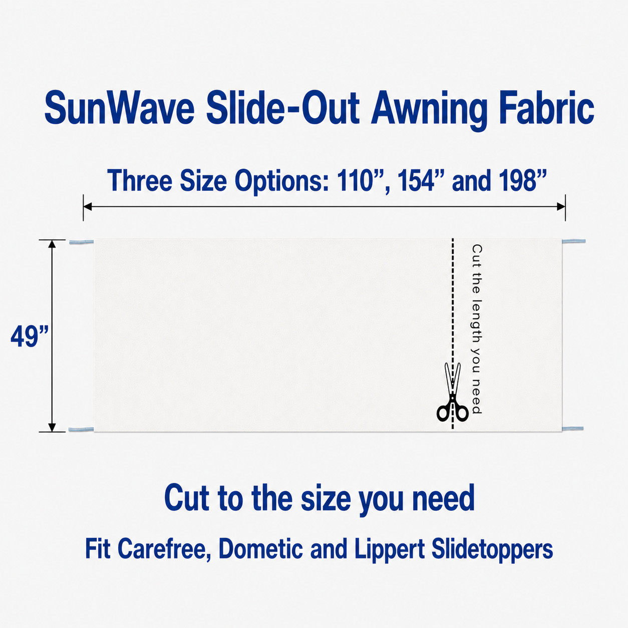SunWave Slide Out Fabric White 110″ (fabric size)