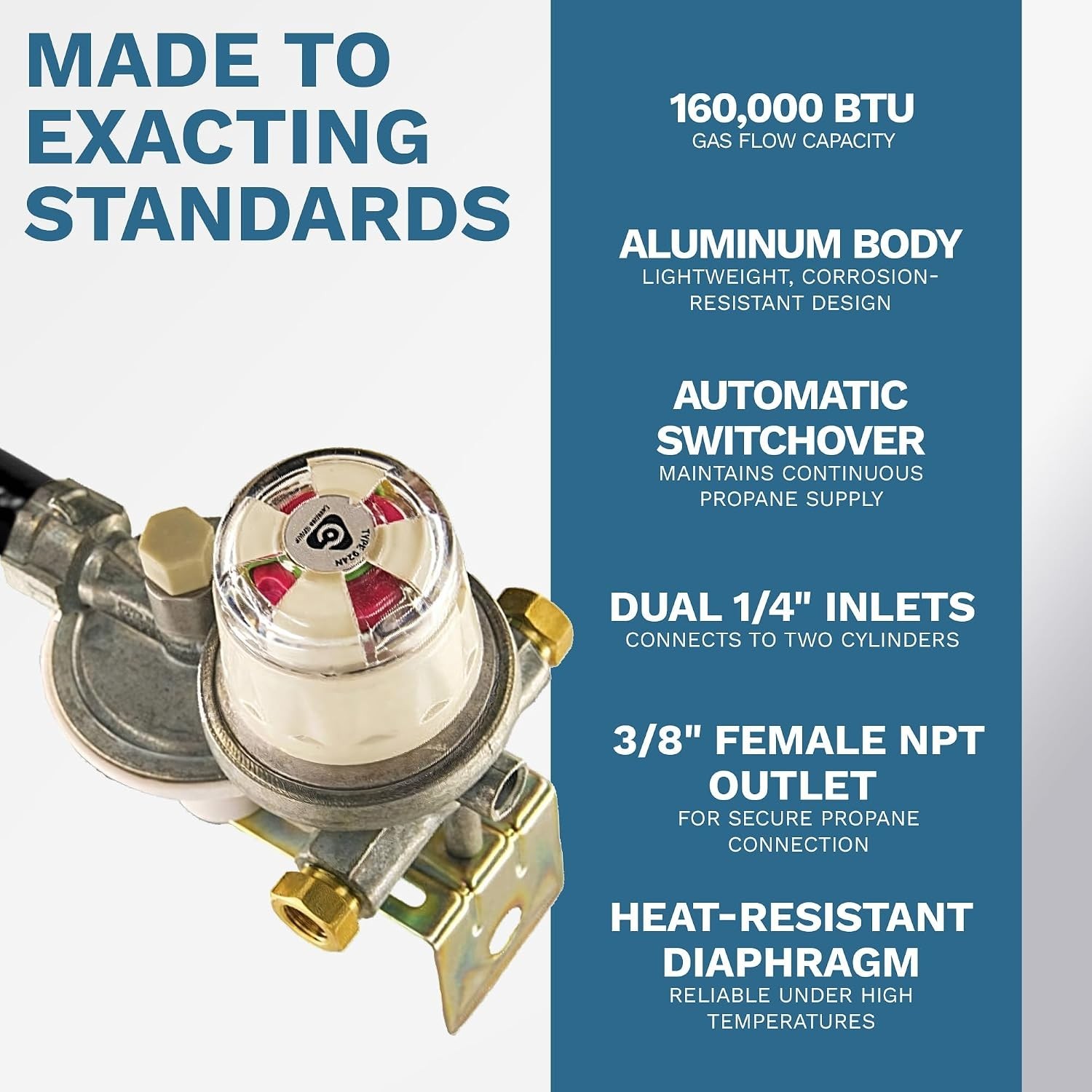 Reliable Kosan RV Propane Regulator with Top Indicator – 160,000 BTU Capacity