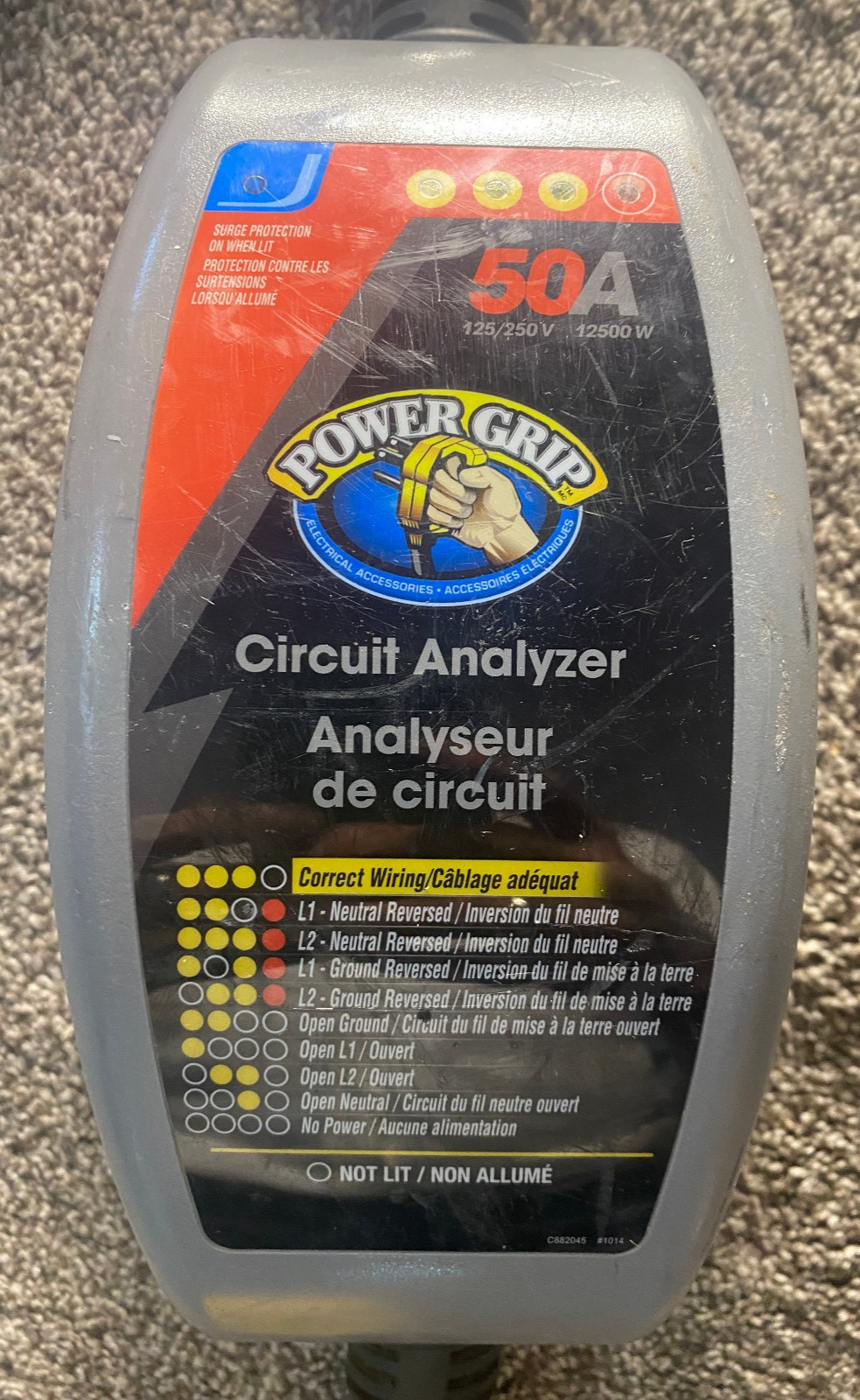 Camco POWER GRIP Circuit Analyzer W/Surge Protection 50 Amp 125V/250V
