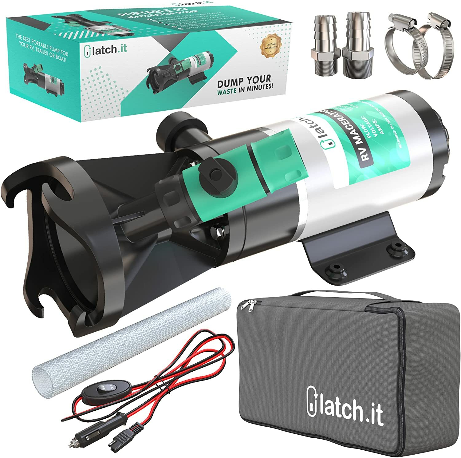 NEW LATCH.IT RV Macerator Pump | 12V Quick-Release