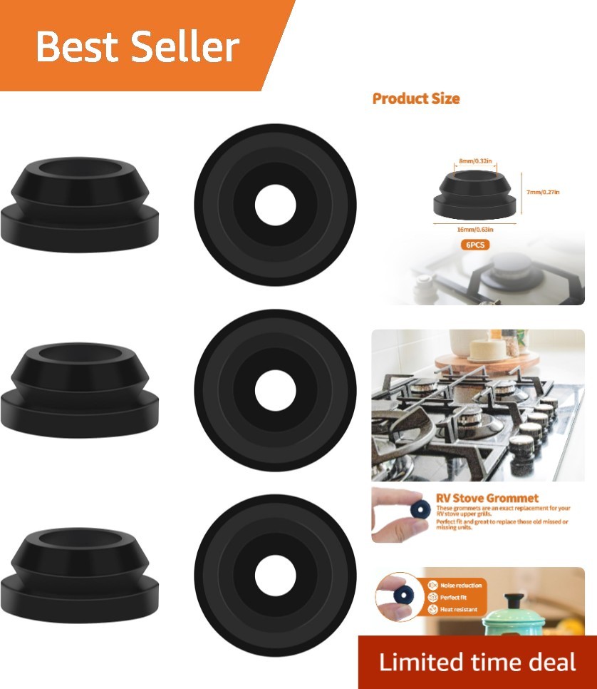 6 PCS RV Stove Top Grommets for Magic Chef & Atwood Stoves – Rubber Kit