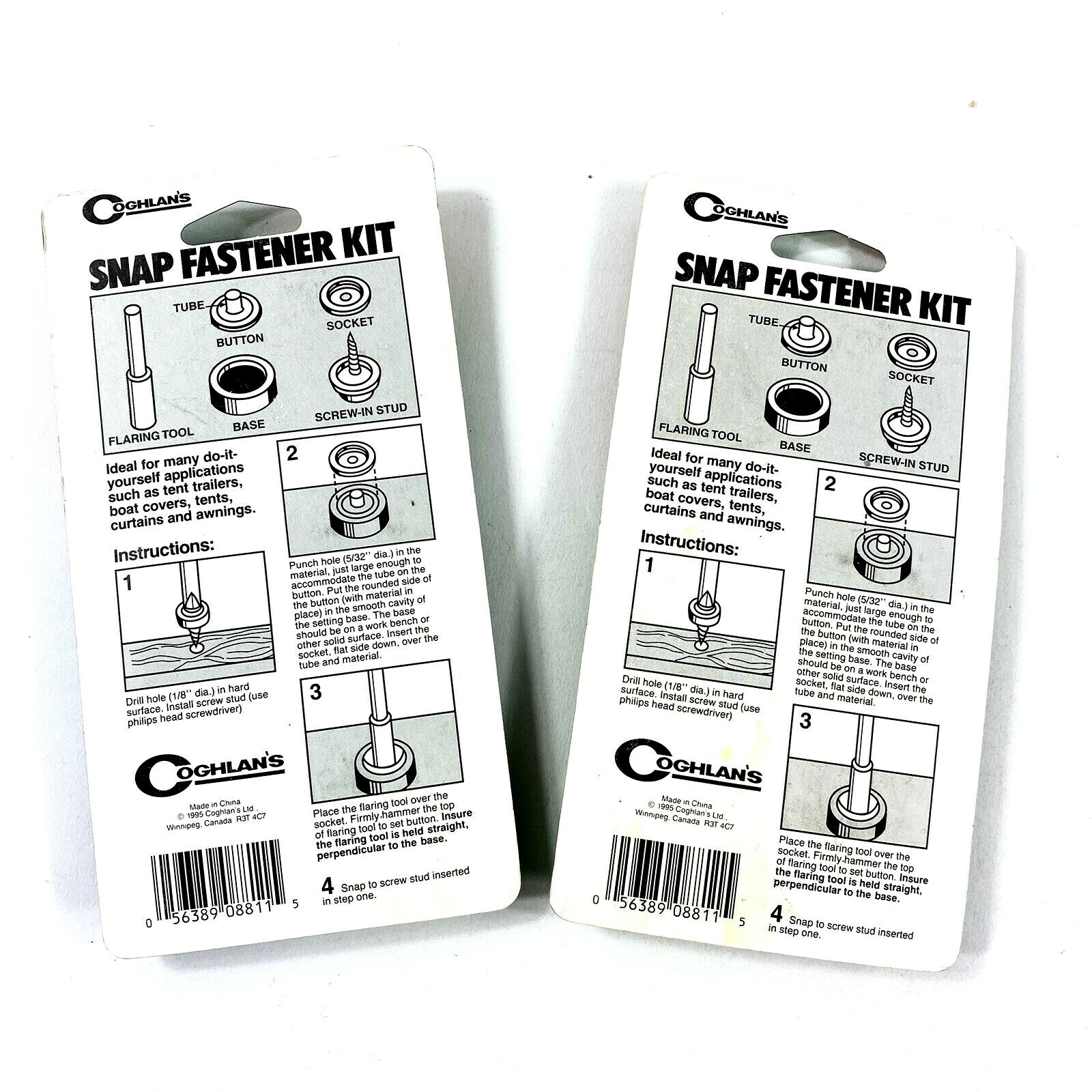 Snap Fastener Kits with 8 Sets in Each-Nickle Plated #8811 2 NEW Packages