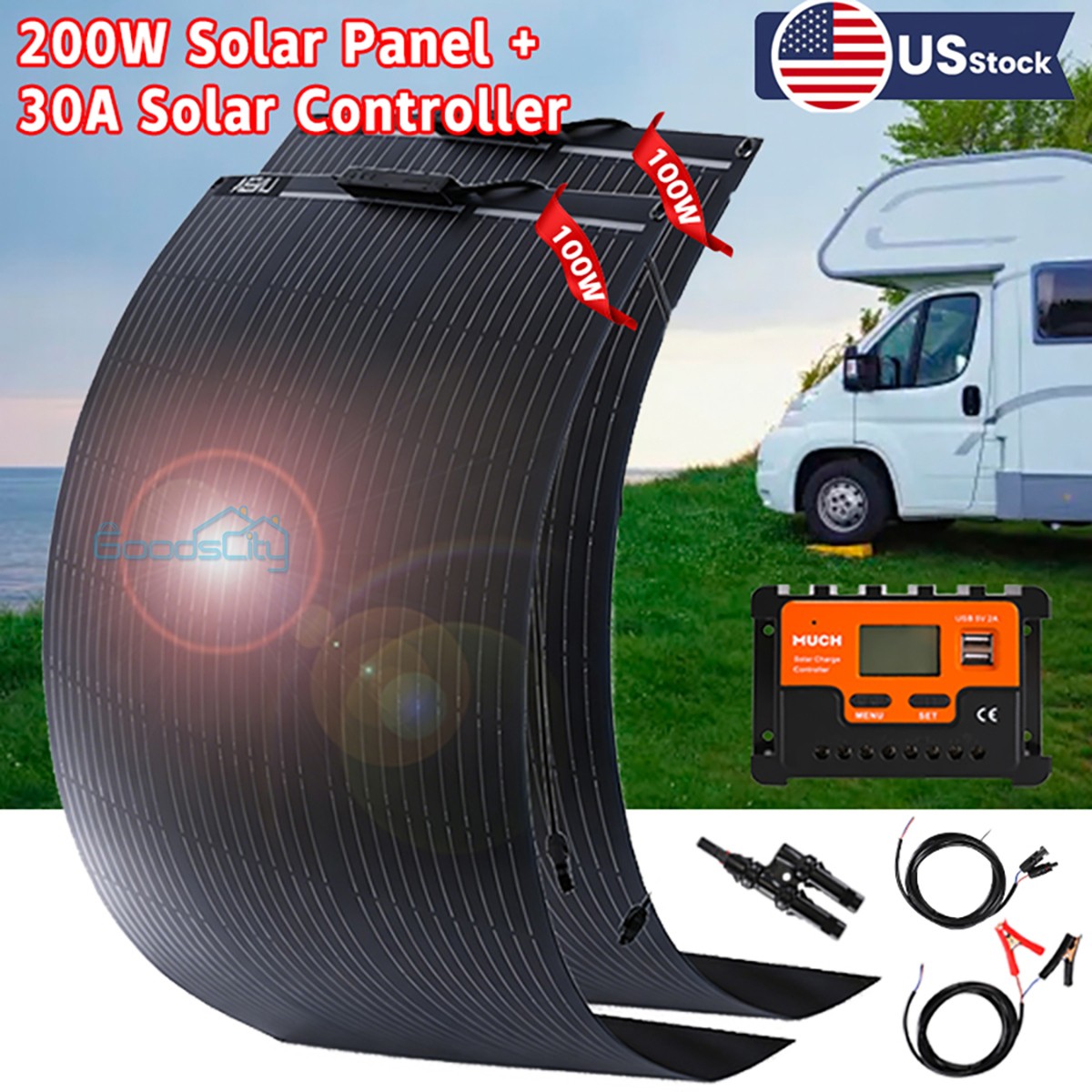 4 X 100 Watts Solar Panel Kit 30A 18V Battery Charger Controller Caravan Boat RV