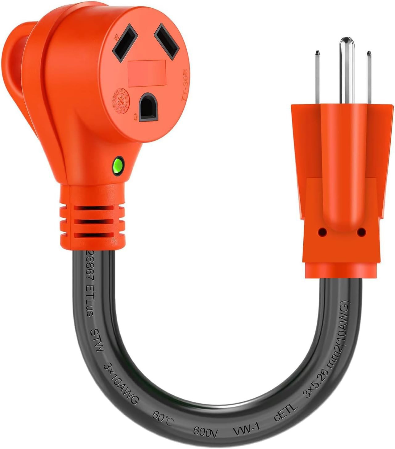 30 Amp to 110V RV Extension Cord (12 Inches)