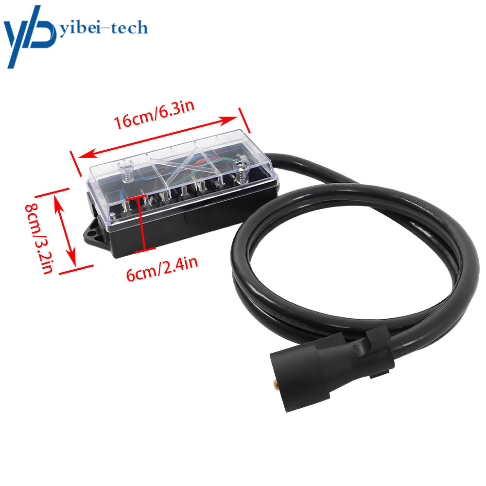 7 Way Trailer Cable 6/8FT with 7 Pin Plug and 7 Gang Junction Box For RV Trailer