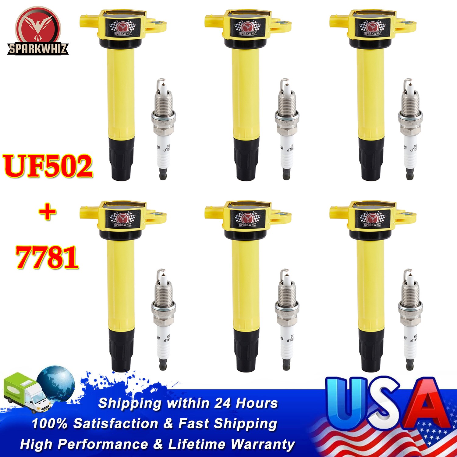 6 Ignition Coils UF502 & Spark Plugs Pack For Dodge Charger V6 3.5L 2006-2010