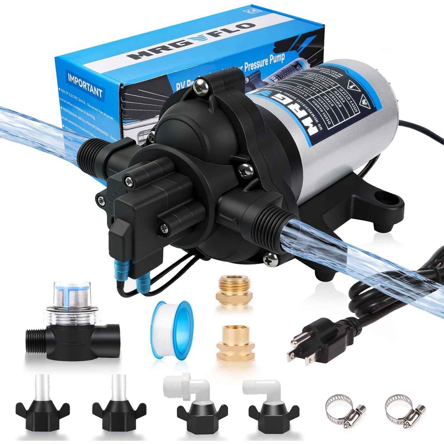 Industrial Grade 110V AC Diaphragm Water Pressure Pump, 4.0 GPM Flow & 50 PSI