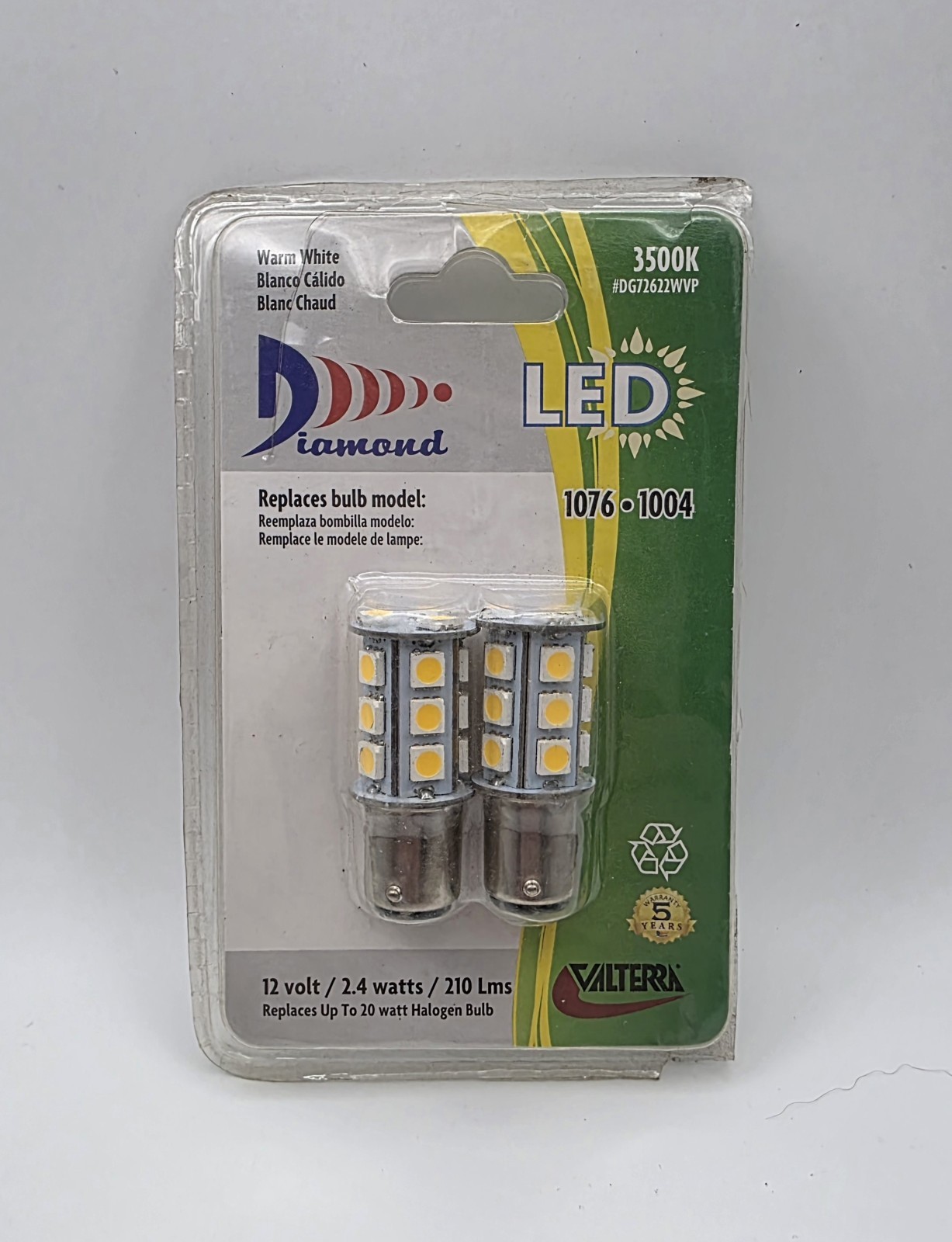 Diamond Group DG72622WVP Warm White LED 1076,1004 3500K 12V 2.4 Watts 210 Lms