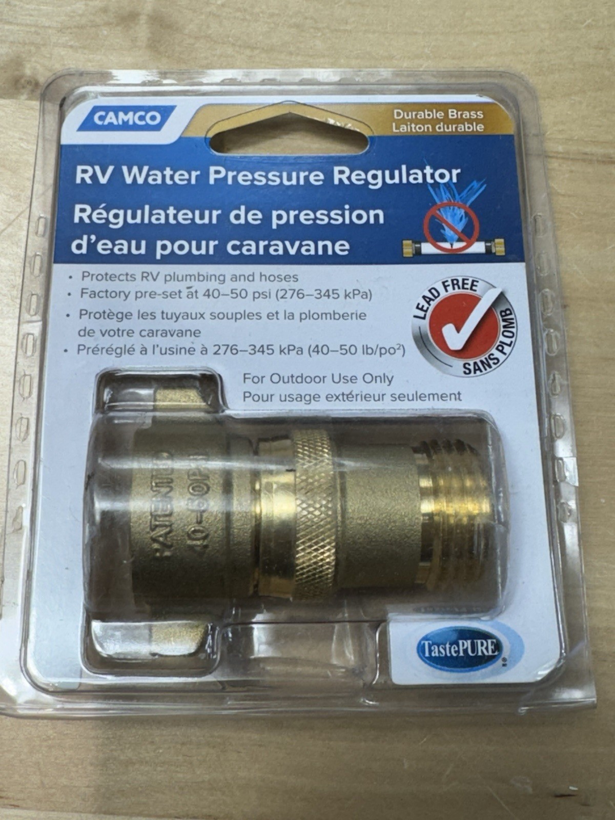 CAMCO 40055 – Brass RV Water Pressure Regulator – NEW