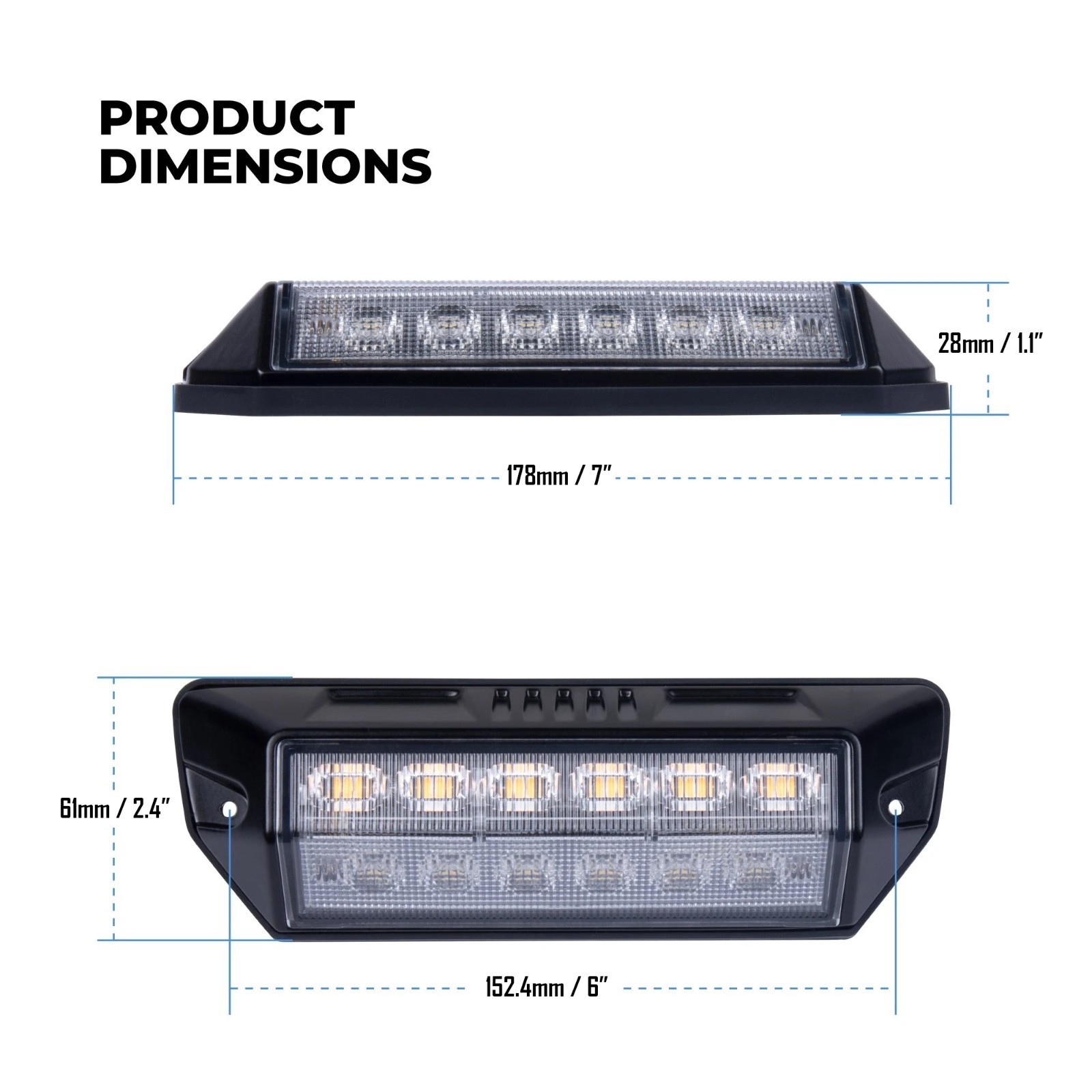 X2 White LED Scene Light Amber Strobe Warning Bright Awning Work Van Lamp 12/24v