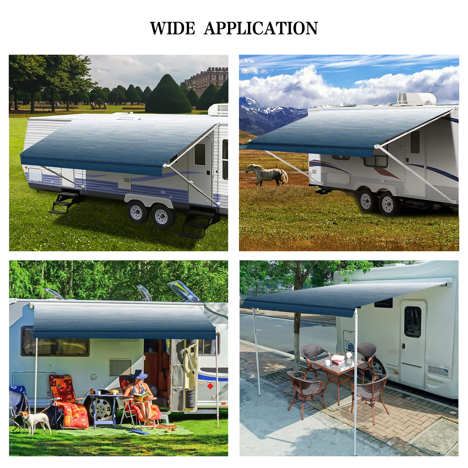 4-Ply Heavy Duty RV Awning Fabric Replacement for RV Camper Trailer 12ft-21ft