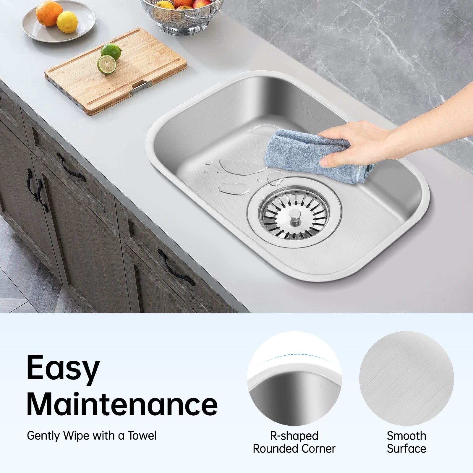 RV Caravan Camper Boat Hand Wash Basin Stainless Steel Kitchen Sink Basin