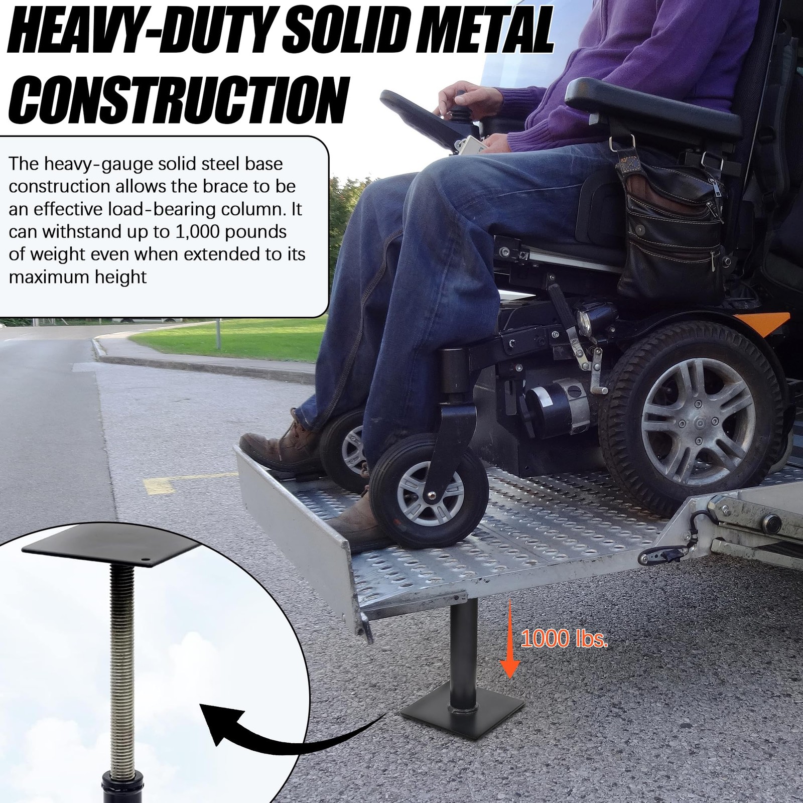 RV Step Brace Stabilizer Adjustable 7 5/8 to 14 Inch Heavy Duty Black 2 PCS