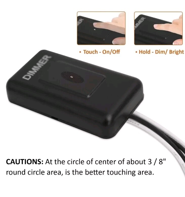 Facon 12V Single Touch Dimmer Switch ON/OFF for LED Lights Up to 60 Watts
