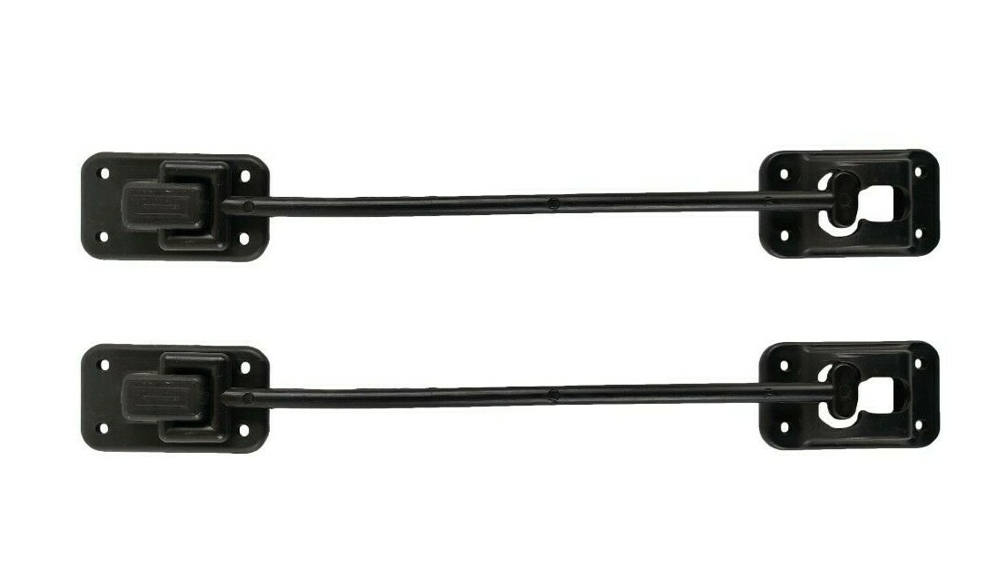 2 RV 10″ Entry Door Catch Latch T Style Holder Camper Trailer Black Plastic