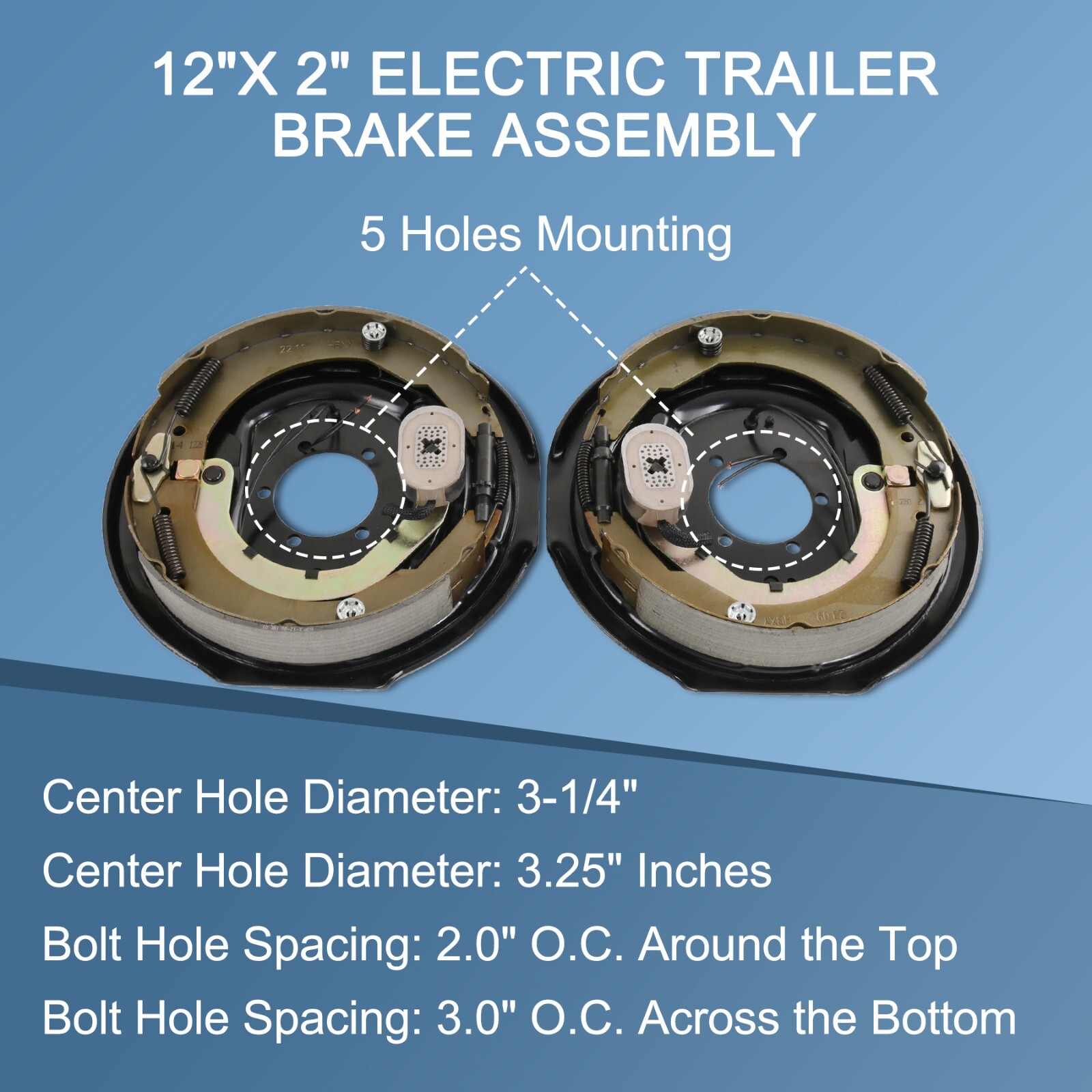 Pair Electric Trailer Brake 12″ x 2″ assembly For 7000 lbs axle 21005 – NEW
