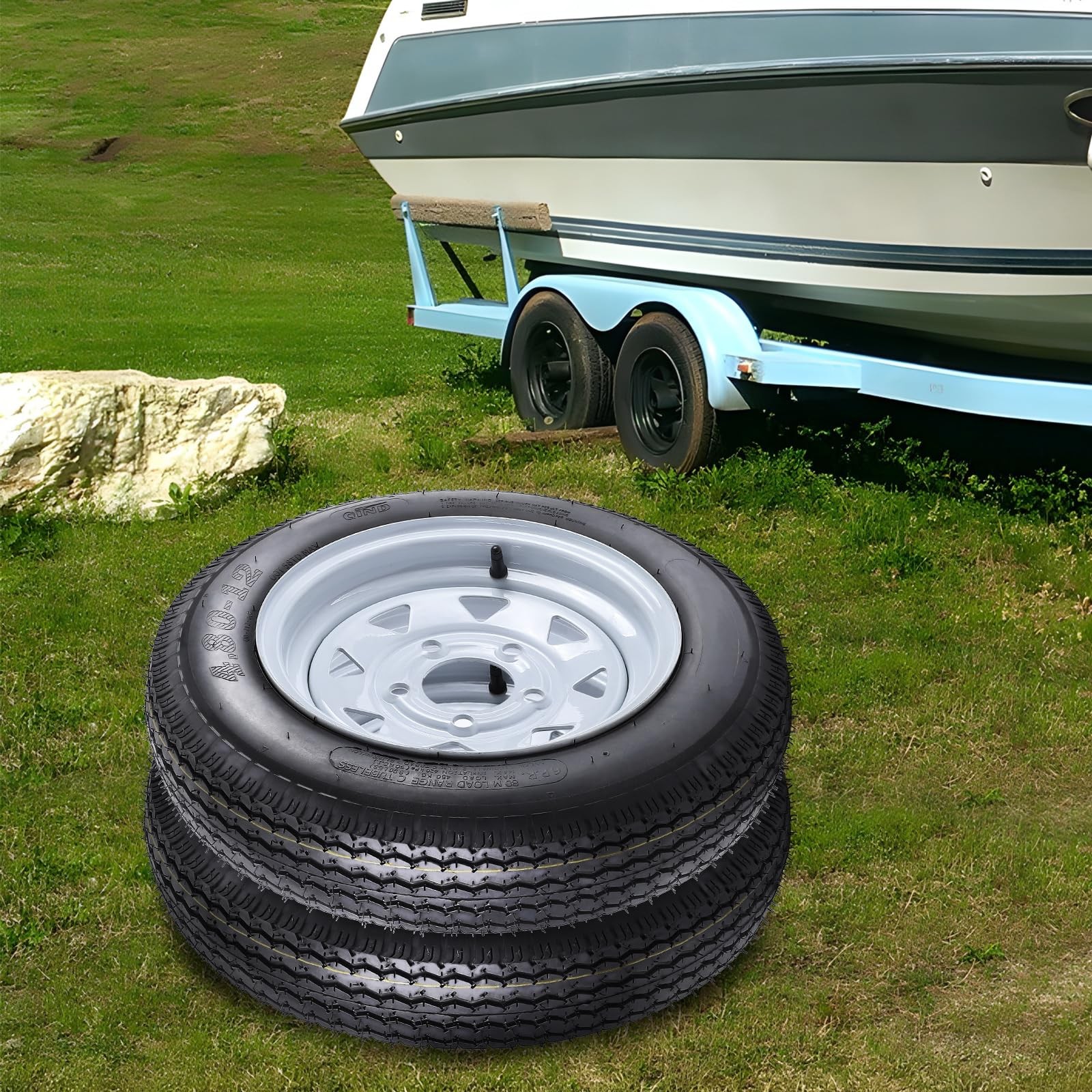 2 Set Trailer Tires Rims 4.80-12 4.80×12 6PR 12″ Rim Load Range C ,5 Lug On 4.5″