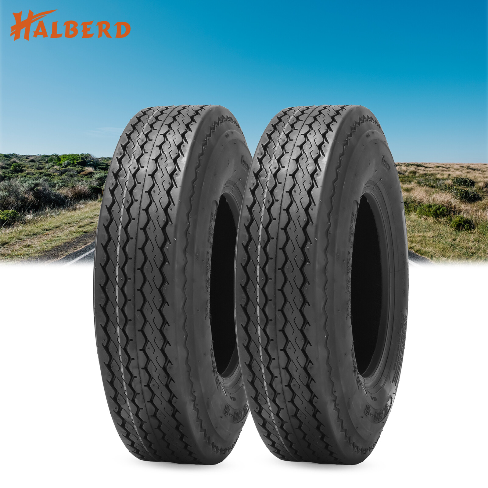4.80-8 Trailer Tires 6Ply 4.80×8 Load Range C Tubeless Boat Highway Tyres Set 2