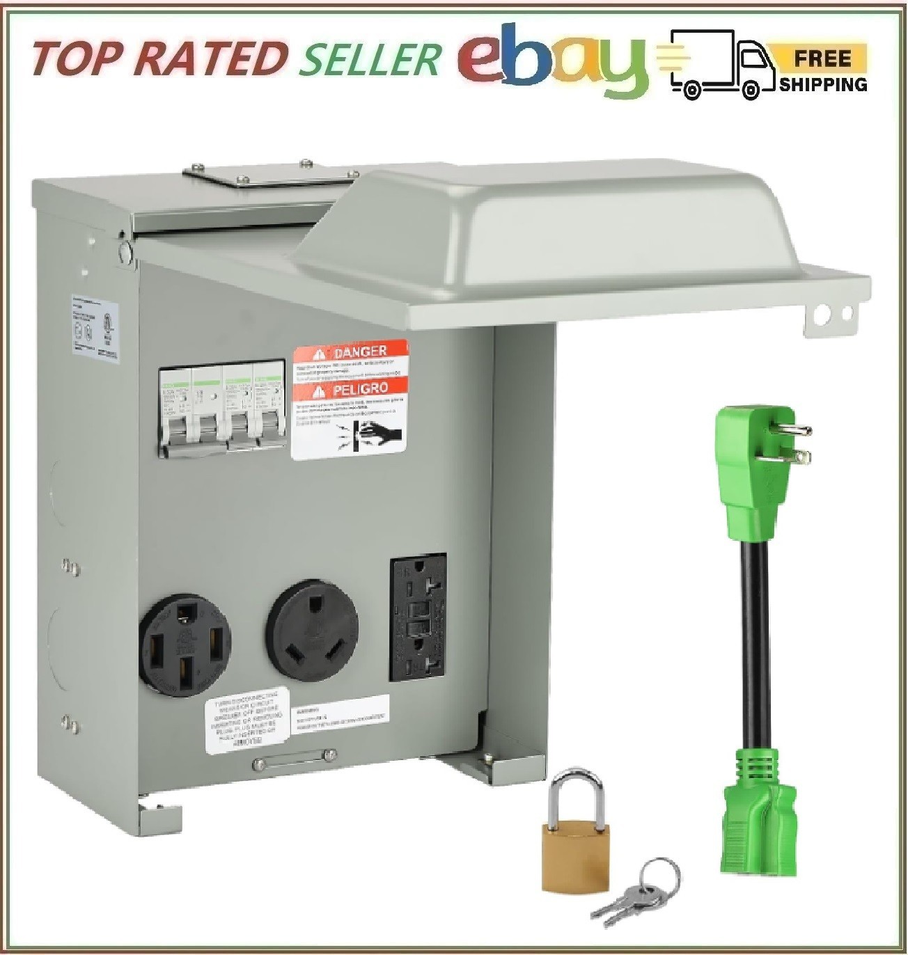 20/30/50 Amp RV Power Outlet Panel with Breaker ETL Listed Electrical Outlet