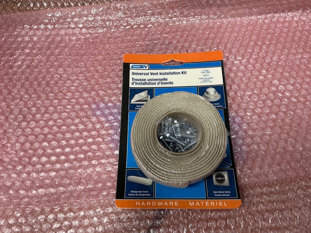 Camco RV Universal Vent Installation Kit 1″ Gray Putty Tape 8Ft – New