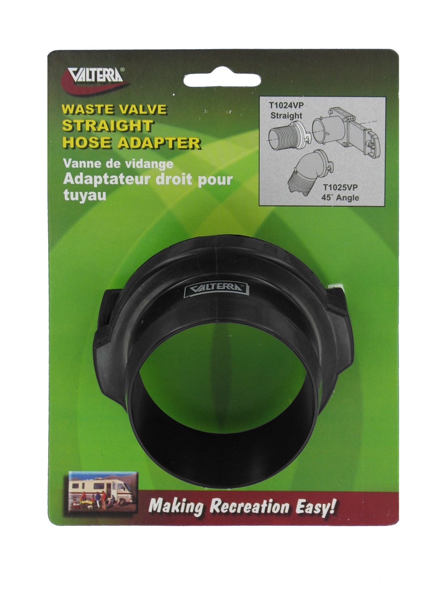 Valterra T1024VP Hose Adapter – 3 Straight- Black (Carded)