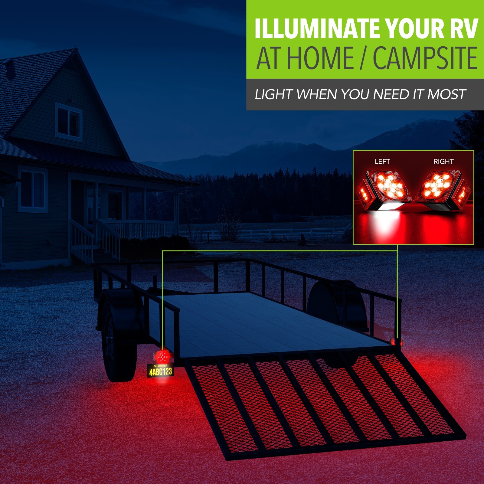 Universal LED Trailer Light Kit 12V Waterproof for Under 80 Inch Trailers