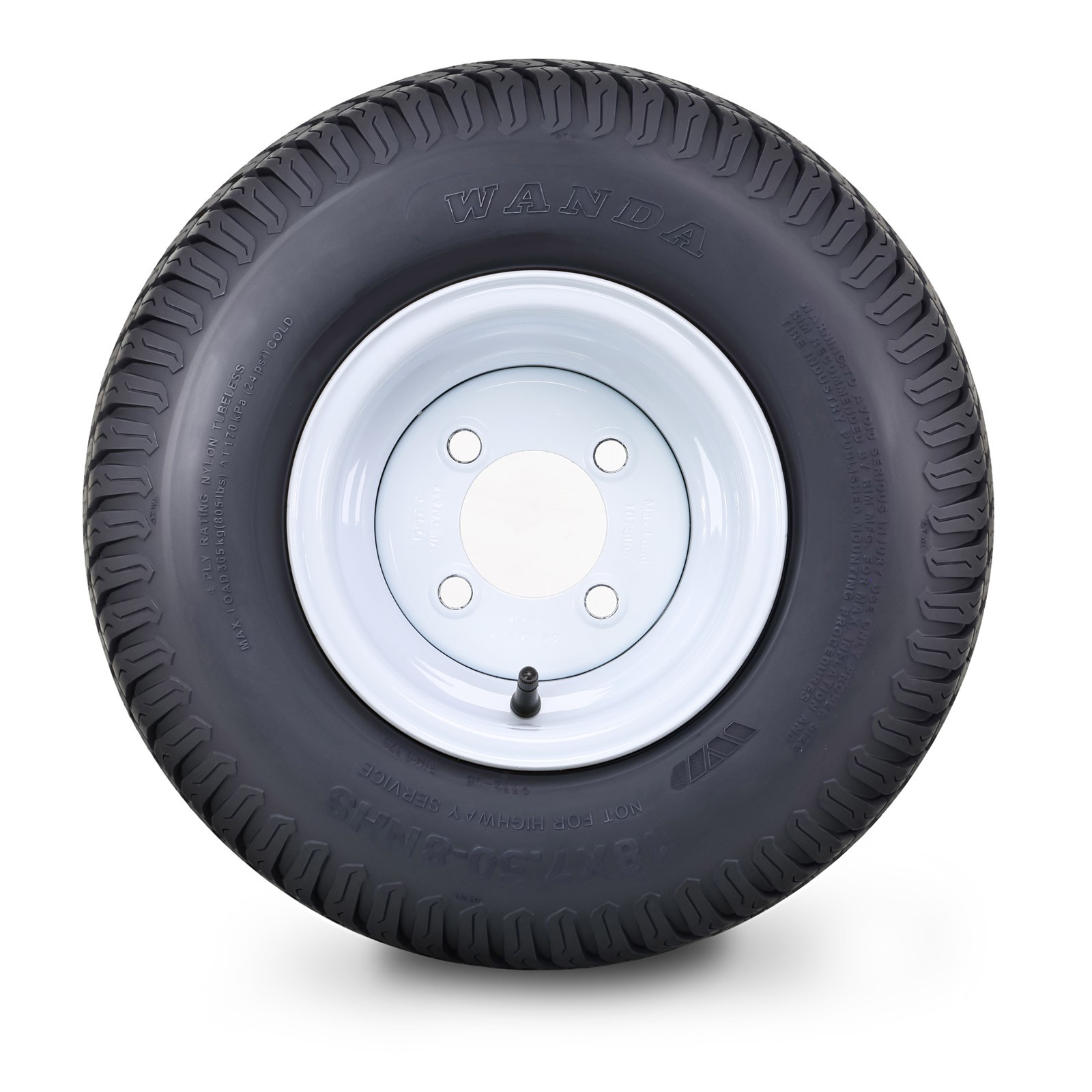 WANDA Lawn Mower Tire & wheel 20X10-8 4-Ply with 4×4″ White Wheel-13071,SET 2