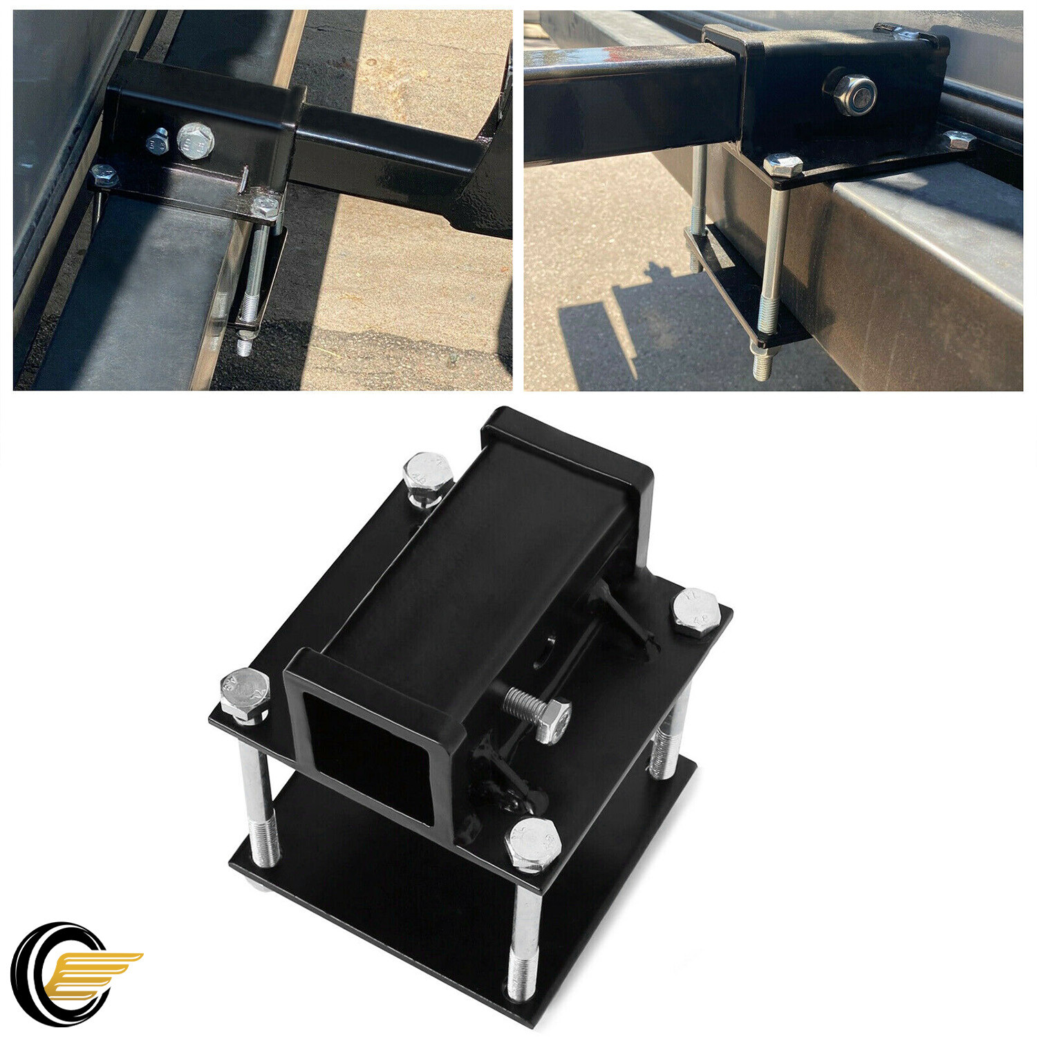 4” Square RV Bumper Receiver Adapter 2” Hitch Mount Bike Rack Cargo Carrier x1